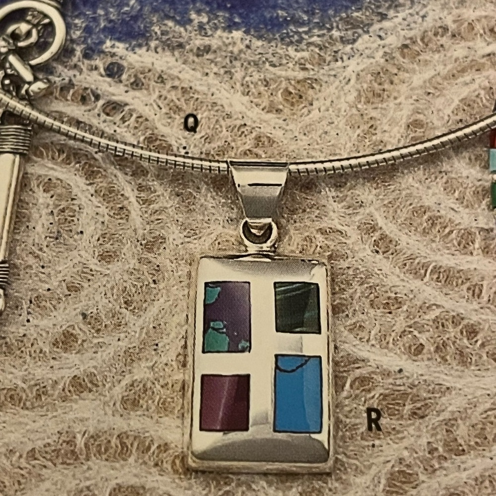 Silpada Sterling Silver 925 Necklace and Pendant with Multi-Colored Inlays.